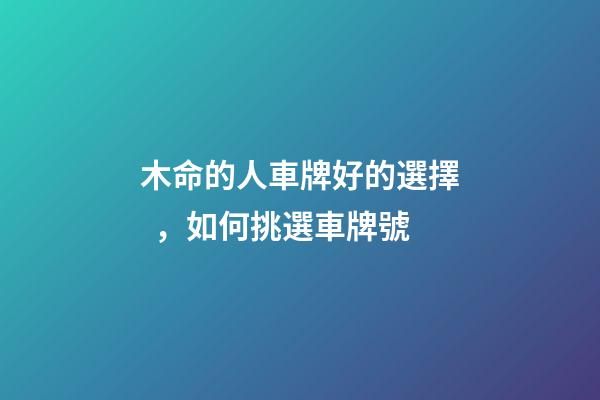 木命的人車牌好的選擇，如何挑選車牌號
